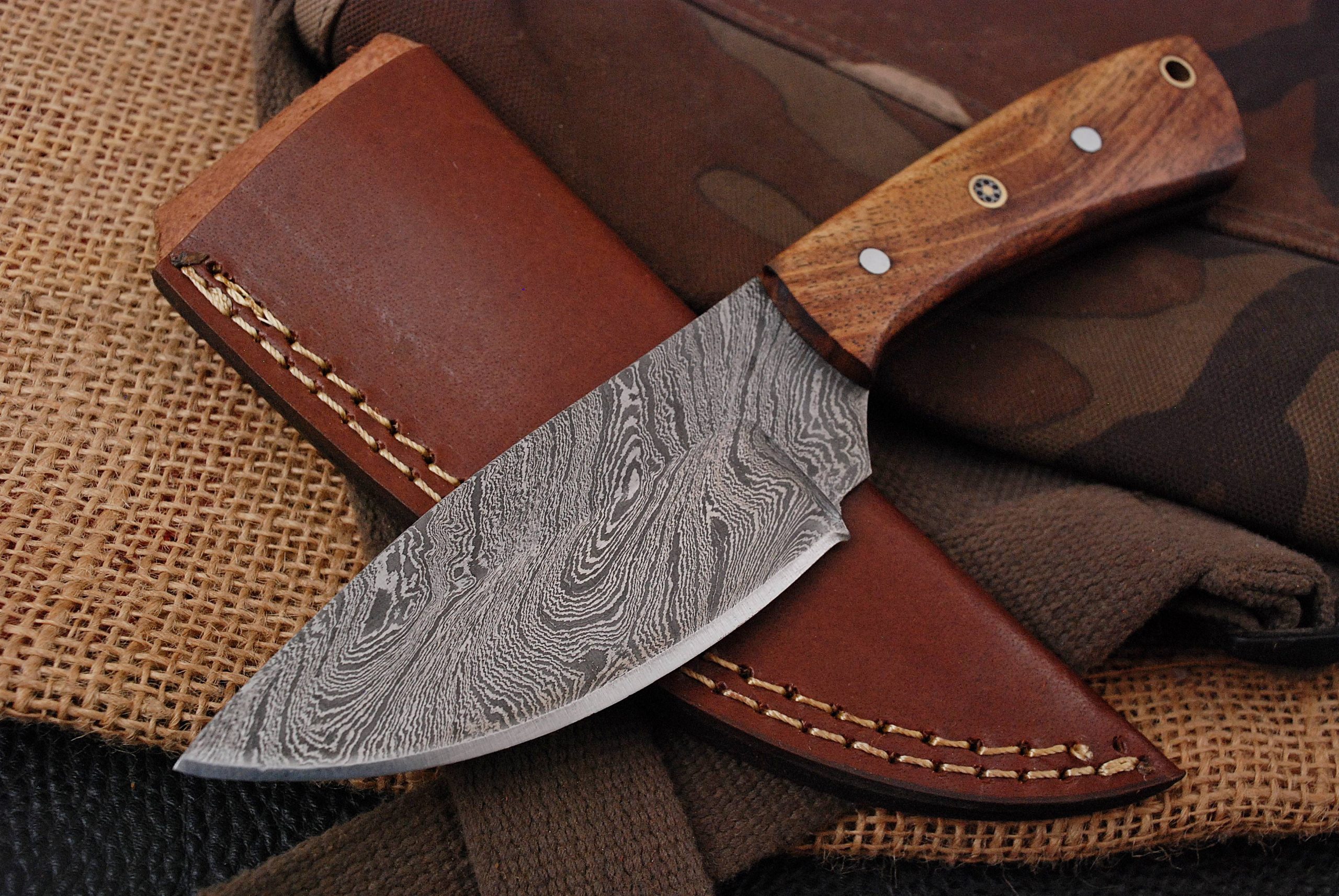 2 pieces of 16 inches Handmade Damascus Steel Steak knives Bone and Bull  Horn Handles